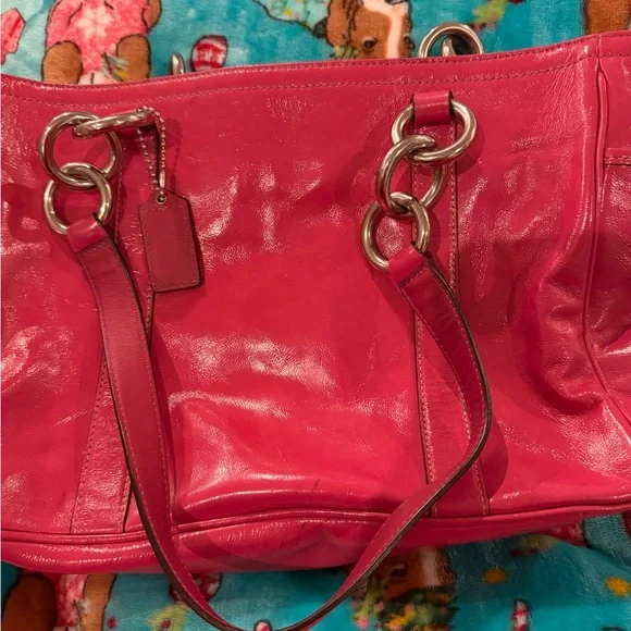 Coach Vibrant Pink Leather Shoulder Bag - Picture 3 of 11